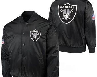 Giacca da college Letterman dei Las Vegas Oakland Raiders / Bomber in raso vintage, ateo, fatto a mano, giacca da uomo dei Raiders