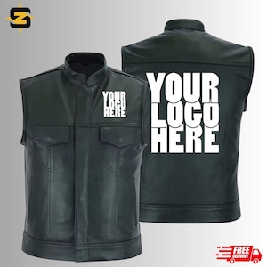Custom Black Men&#39;s Leather Vest | 100% Lambskin Soft Leather Vest | Personalized Motorcycle Club Vest | Genuine Leather Handmade Vest