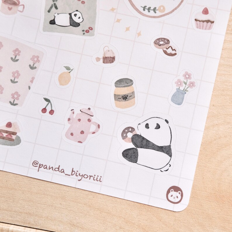Sticker Sheet - Tea Time | Journal Stickers, Planner Stickers, Panda ...