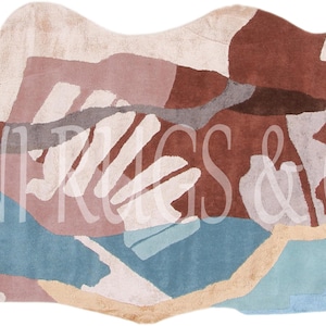 Abstract Sculptural Wool Rug: Hand-Tufted Modern Art Decor