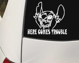 Pegatina de vinilo con cita de dibujos animados "Problemas", calcomanía impermeable para coche, decoración para parachoques de portátil
