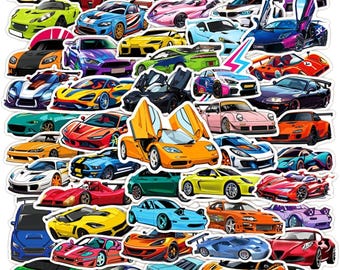 50 pegatinas de vinilo para superdeportivos, adhesivos de carreras impermeables para portátiles y botellas de agua.