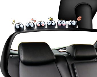 Lindos Sprites de Hollín, 35 piezas de accesorios de decoración interior para espejo retrovisor y salpicadero de coche, adornos divertidos (negros)
