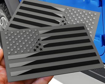 Calcomanía con la bandera estadounidense en relieve en color negro: para camión, automóvil o SUV (5x3", 2 unidades).