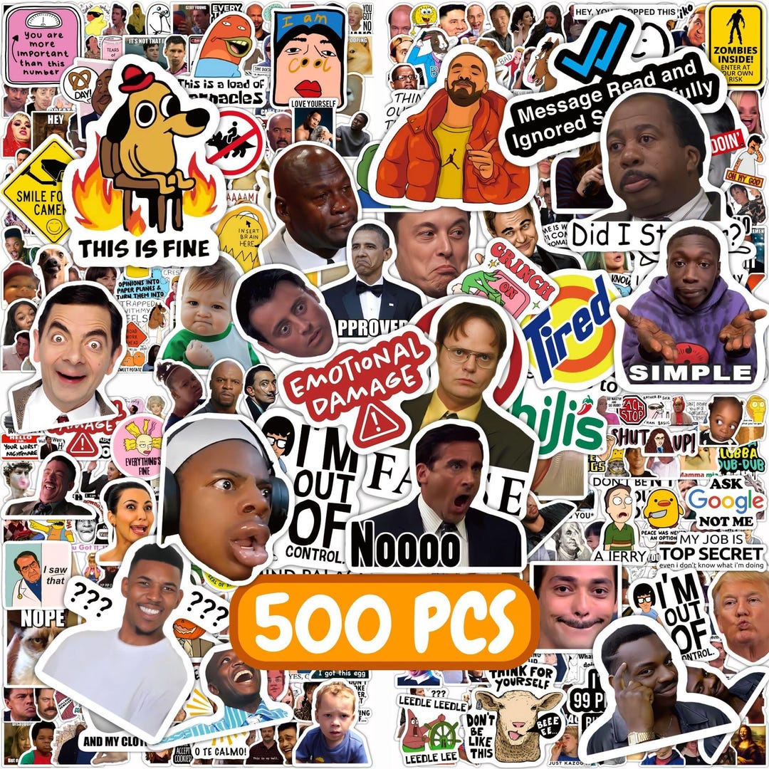500 Pcs Funny Meme Stickers Pack — Waterproof Vinyl Decals for Laptop ...