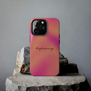 Schützende robuste Telefonhülle | Rosa Farbverlauf mit Daydreaming Script Text Design