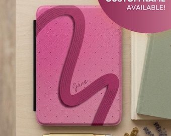 Pink Abstract Brushstroke Kindle Case | Personalized Name Option