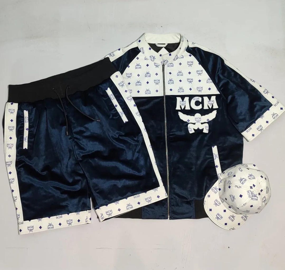 Custom Made MCM Leather & Fabric Combo Short Set Vintage OG Rapper