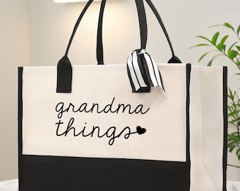 Borsa tote in tela personalizzata per la nonna / Design "Cose da nonna"