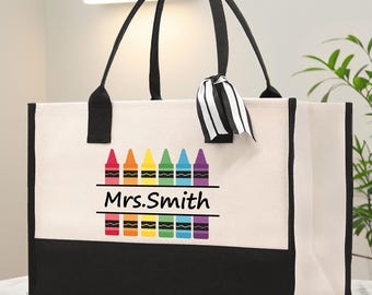 Personalized Teacher Canvas Tote Bag, Appreciation Gift
