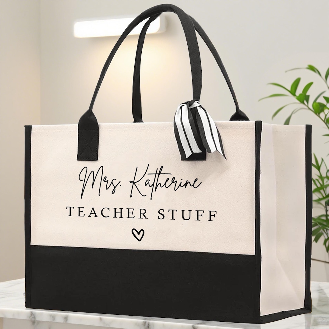 Custom Teacher Tote Bag Personalized Teacher Work Tote for Appreciation ...