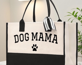 Dog Mama Canvas Tote Bag – Gift for Dog Mom