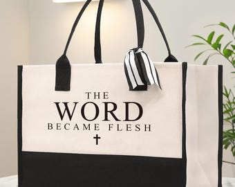 Bolsa de lona cristã, presente com versículo bíblico