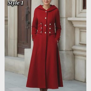Women’s Hooded Military Wool Coat – Warm Winter Jacket, Long Wool Trench Coat, Handmade Women’s Outerwear