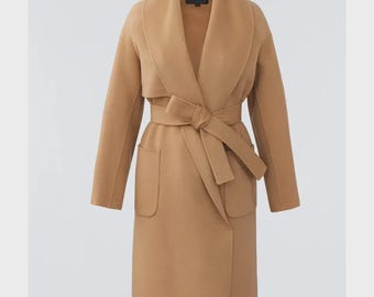 Multi-Color Wool Coat: Belted Double Breasted Overcoat
