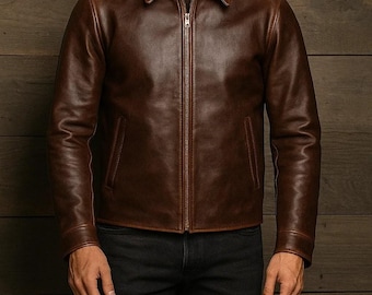 Brown Genuine Leather Jacket for Men | Vintage Cowhide Biker  Distressed Bomber