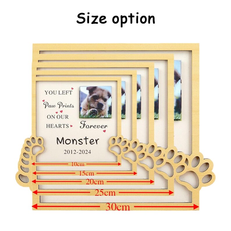 Pets Writing Frame Memorial Pet Photo Frame , Personalized Custom Pet Loss Sign , Dog Paw ...