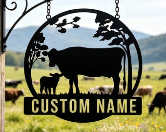 Gepersonaliseerde metalen bord Schotse hooglander, aangepaste naamplaat boerderij, decor koeienstal buiten, cadeau schoonzoon, verjaardagscadeau ouder