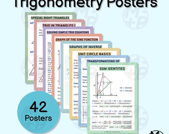 Pósters de matemáticas: Paquete completo de trigonometría (42) - Matemáticas de secundaria (Descarga digital 030)