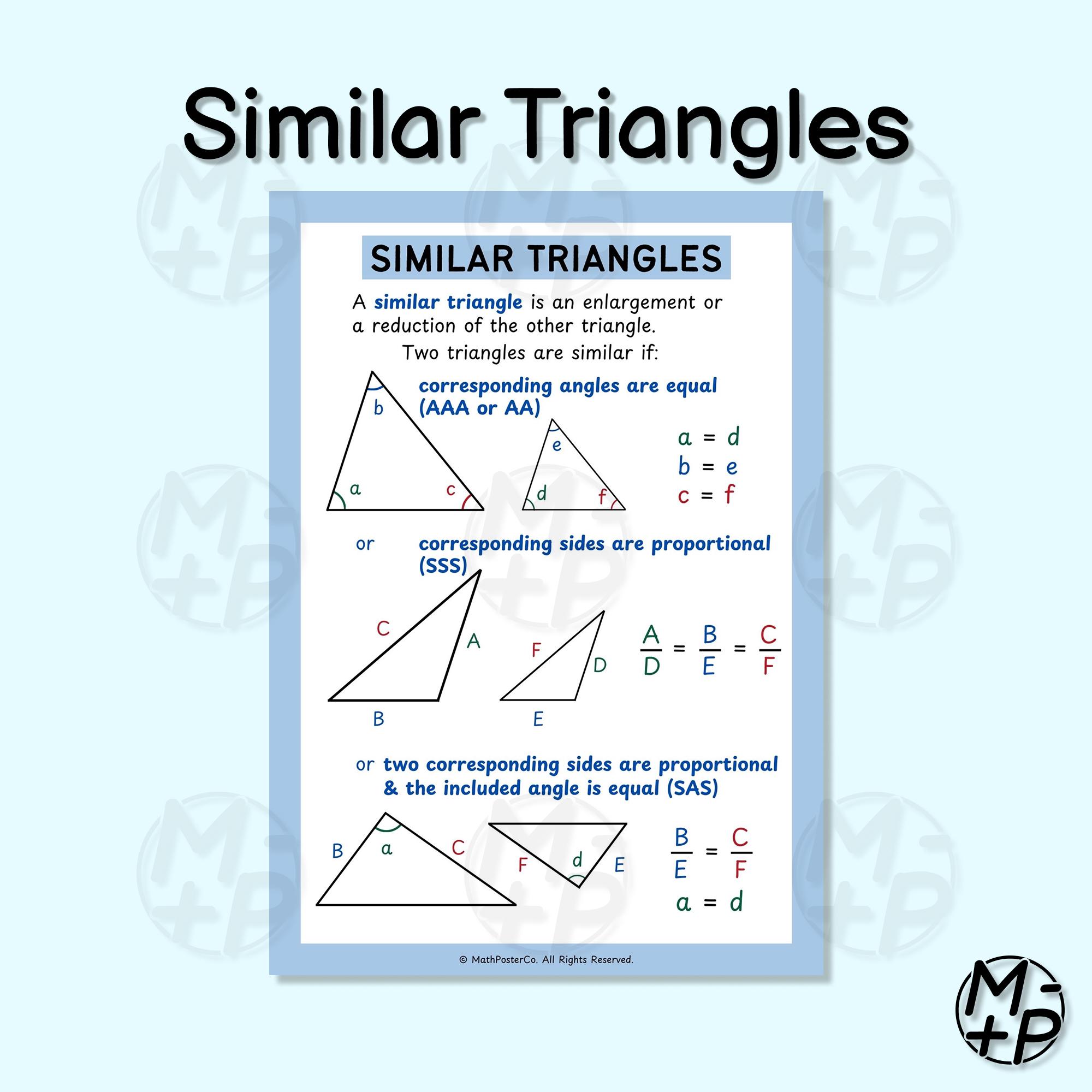 Geometry Triangles Posters (set of 6): Types, Angles, Congruent ...