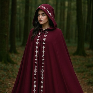 Moon Phase Hooded Cloak | Witchy Gothic Cosplay Robe