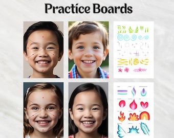 Hojas de práctica de pintura facial: Gráficos faciales imprimibles para artistas (descarga digital)