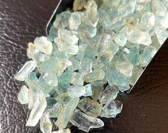 100 Raw Aquamarine Gemstone Crystals: Natural Rough Stones (5/8 MM)