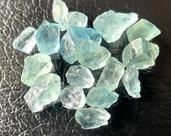 Raw Aquamarine Rough Stone: Natural Gemstone Crystals (5/8 MM, 15 Pieces)