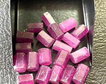 20 Raw Pink Ruby Crystals, Barrel Shape, July Birthstone (6/8 MM)