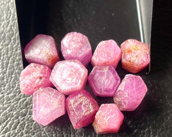 Raw Star Ruby Rough Stones - 12 Piece Set (7/9 MM)