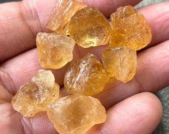 8 Raw Citrine Crystals, Natural Rough Stones (12/15 MM)