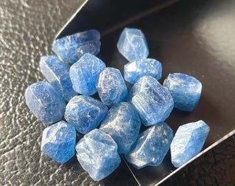 15-PCS AAA Blue Sapphire Raw Crystals: Natural Gemstone for Jewelry (6/8 MM)
