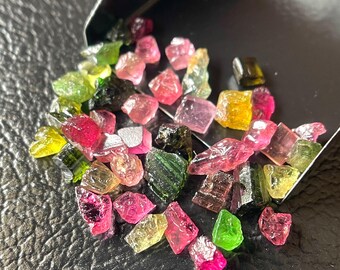 Multi-Tourmaline Raw Crystals: AAA Grade, Jewelry Making (40 Pieces, 4-6mm)