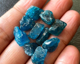 10 Pieces~Genuine Neon Apatite Raw Crystals, AAA+Natural Apatite Rough Gemstone-( 10/15 MM)-For Jewellery Making