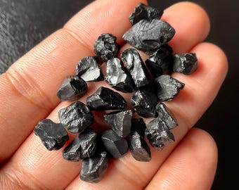 Raw Black Spinel Crystals: Natural Gemstone Healing Stones, 8/10mm (20 Pieces