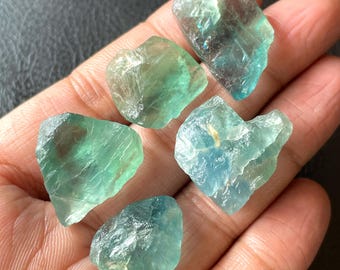 5 PCS~Natural Raw Fluorite Stone, Green Fluorite Crystal, Collector's Specimen, Healing Crystal, Green Fluorite, 20/25 MM