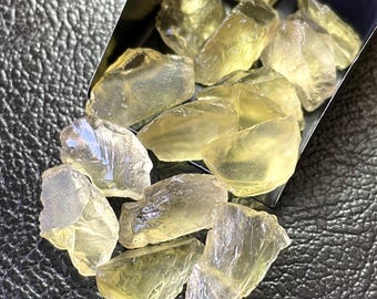 15 Pcs~Lemon Quartz Rough Gemstone, Size-15/18 MM, Lemon Quartz Raw Crystal, Loose Lemon Raw Stone,