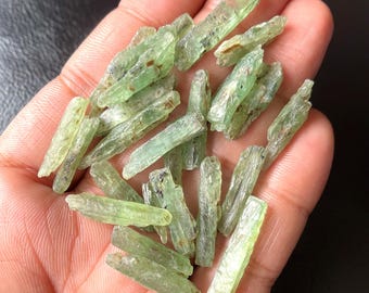 Mint Green Kyanite Sticks: Raw Gemstone Pieces for Jewelry Making