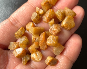 25 Natural Yellow Sapphire Rough Crystals: Raw Gemstone Jewelry Making