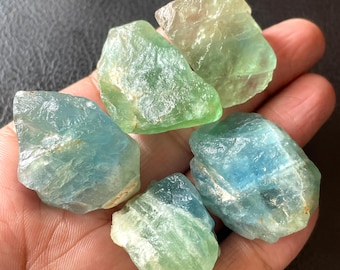 5 PCS~BIG Raw Fluorite Stone, Green Fluorite Crystal, Collector's Specimen, Healing Crystal, Green Fluorite, 30/38 MM