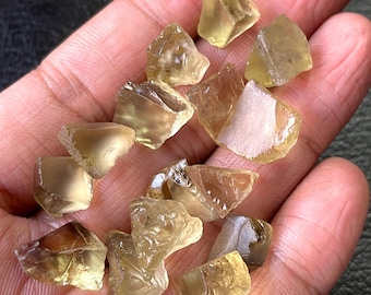 15 Pcs~100%Natural Lemon Quartz Rough, Size-10/15 MM, Lemon Quartz Raw Crystal, Loose Lemon Raw Stone,