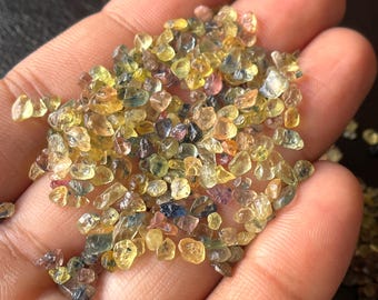 Multi Sapphire Raw Crystal: 200 Shri Lankan Gemstone Pieces, 3/4MM