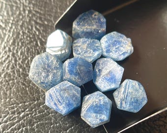 10 Pieces~AAA Blue Sapphire Tiny Rough Crystals, Natural Sapphire Hexagon Rough-For Jewellery-7/9 MM
