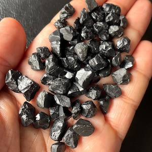 50 Pieces~Natural Black Spinel Crystal, Size-7/10 MM-Black Spinel Gemstone, Rough Gemstone, Black Spinel Crystal Healing Stone