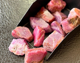 12-PCS~Natural Raw Red Ruby Rough Gemstones, 100%Natural African Red Ruby Raw Crystals-Size-12/15 MM