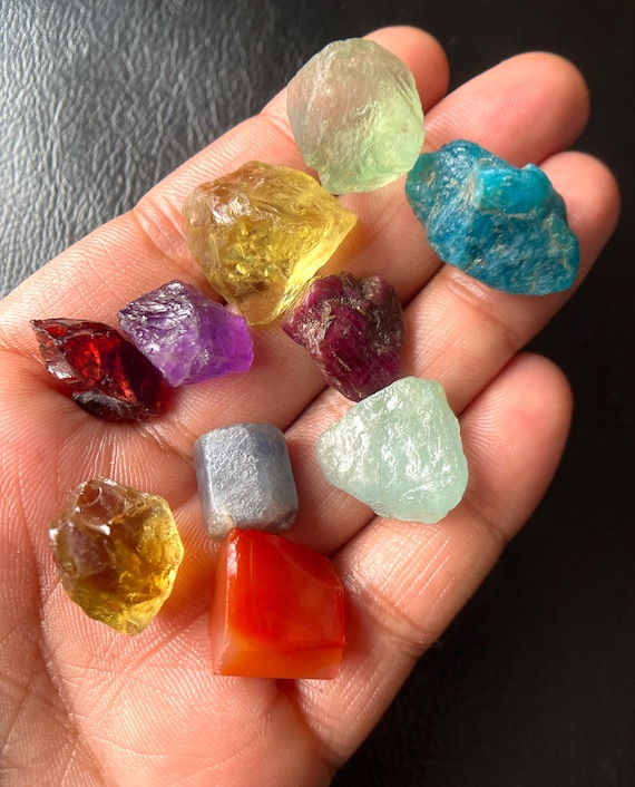 Rough Crystal Mix Lot: Natural Gemstone Collection (15/20 MM, 10 Pieces