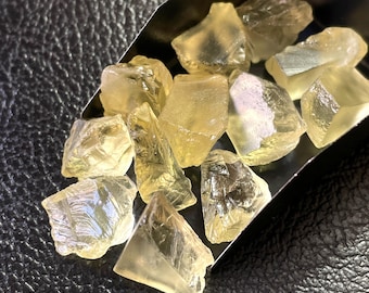 12 Pcs~Natural Lemon Quartz Rough, Size-12/16 MM, Lemon Quartz Raw Crystal, Loose Lemon Raw Stone,