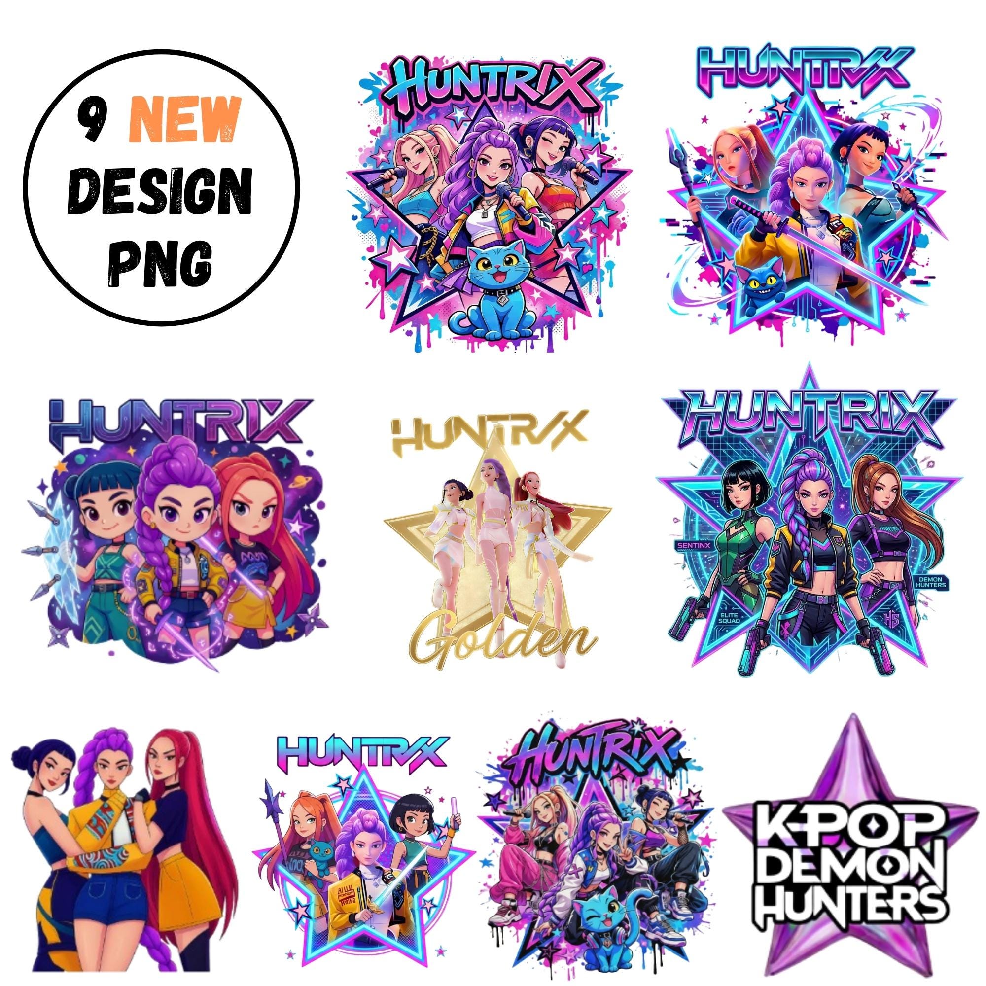 Huntrix Kpop Demon Hunters PNG, Idol Group Shirt Designs, Girl Dinner ...