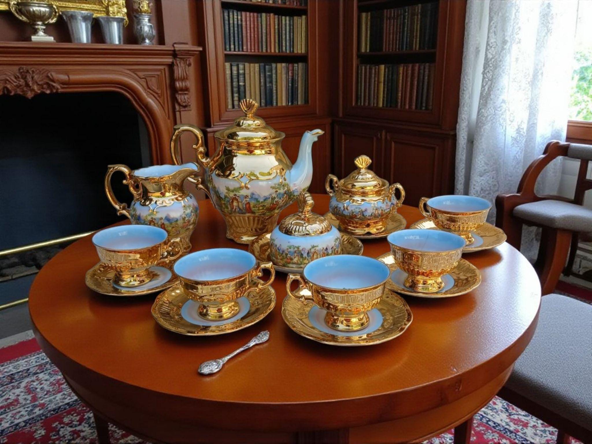 Rococo Tea Hand-painted Porcelain Tea Set, 24K Gold Gilded, Rococo Style, 1950s - Etsy