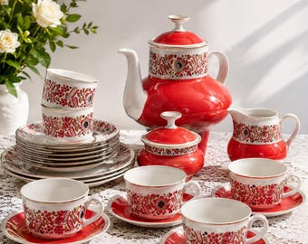 Vintage Freiberger Porzellan Tea Coffee Set 21pc, GDR East Germany, 1960s–70s